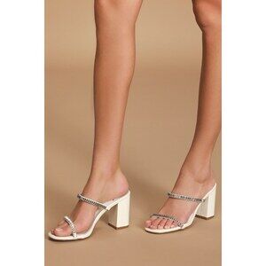 Avariaa White Rhinestone High Heel Sandals